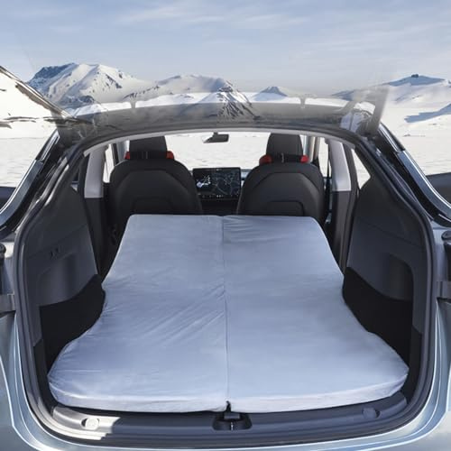 Matelas de camping portable pliable en mousse à mémoire de forme avec sac de rangement et drap pour Tesla Model 3, Y, siège arrière de voiture (gris)