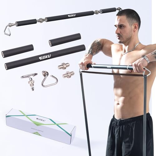 GEKU FIT Barra de resistencia de 41.5 pulgadas, barra de entrenamiento resistente con rueda de ABS, accesorios para entrenamiento muscular central, entrenamiento de banda de resistencia, entrenamiento