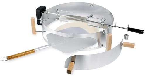 MOESTA-BBQ 10246 Smokin' PizzaRing XL Rotisserie-Set - Elektrischer Spießdreher für Kugelgrill Ø 58 cm, Batterie Motor