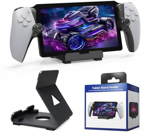 Tikhell Support d'affichage de bureau pour économiser de l'espace - Support de console de jeu portable avec coussinet en silicone antidérapant pour PS5 Steam Deck ROG Switch (noir)