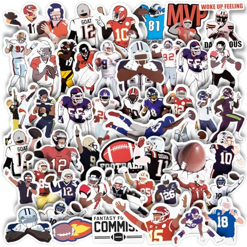 300 Pcs Large Football Stickers, American Football Stickers Pack for Water Bottle, Vinyl Waterproof Rugby Stickers for Helmet, Football Team Fans Gift Decal for Kids Boys Girls Teens