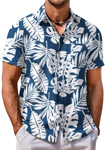 COOFANDY Mens Casual Button Down Shirts Hawaiian Floral Shirts Short Sleeve Summer Top
