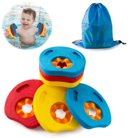Luchild Schwimmscheiben für Kinder 6Pcs Schwimmen Float Discs mit Aufbewahrungstasche Arm Schwimmplatte Eva Delphin Schwimmscheiben Geeignet für Kinder im Alter von 3-6 Jahren Schwimmen zu Lernen