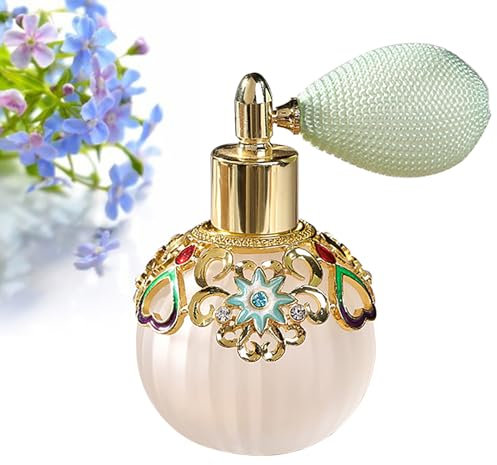Joyeee 1 flacon vaporisateur de parfum en verre, 50 ml, doré vintage, rechargeable, flacon en verre atomiseur diffuseur