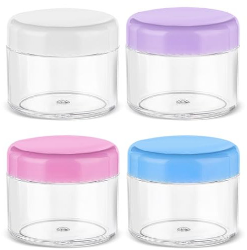 Qianyu 4 Stück Kosmetikdosen Kunststoff mit Deckel Spatel Reise Cremedosen Nachfüllbare Make-up Probenbehälter Leer Döschen 20 ml Runde Auslaufsichere Reisedosen für Lippenbalsam Lotion Creme