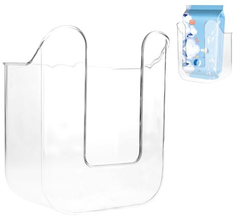 Qianyu Wall Mounted Wipes Holder Wipes Dispenser Storage Box No Punching Toilet Wipes Container Holder Refillable Clear Wall Hanging Tissue Wipe Cases For Home Kitchen Bedroom Bathroom(White)