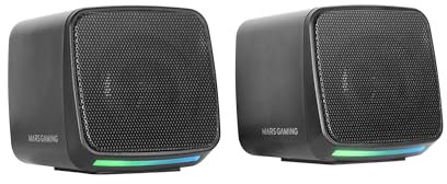 MARSGAMING MS-PRO, Altoparlanti Compatti 10W, RGB Flow Dinamica, Altoparlante PC con Controllo del Volume e Ingresso Jack 3.5mm, Altoparlanti Gaming Compatibili PC/Mac/Smartphone/Tablet, Nero