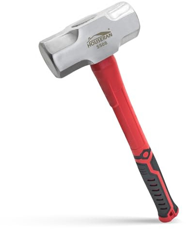 HOUSERAN Martillo de trineo de 3 libras, martillo de trineo con agarre de goma antideslizante, martillo resistente para construcción, jardinería, mejoras del hogar