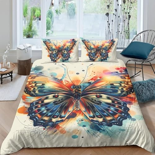 Bedruckte Bettbezug-Sets 260X230 cm Tierischer Schmetterling 3D-Druck Set Weiche Mikrofaser Bettwäsche Set Für Erwachsene Teenager Kinder 3 Stück Mit Reißverschluss Für Heimtextil-7804637547091610000