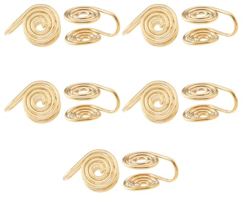 Hobbspring 10pcs Golden Stainless Steel Clip Earrings Spiral Non-Pierced Compression Earrings for Keloids
