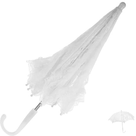 GAROZATION Spitzenschirm, Festivalschirm, Weißer, Regenschirm Für Frauen, Regenschirm Für Mädchen, Hochzeitsschirme, Massenschirm Für Mädchen, Vintage Schirm, Dekorativer Schirm