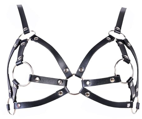 HALDILIGANER Women's Body Chest Harness Belt Adjustable PU Leather Gothic Punk Waist Halter Chest Harness BDSM Cosplay Bondage Strap Costume Rave Nightclub Party Masquerade Clubwear for Ladies