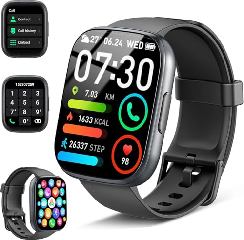 Reloj Inteligente Hombre Mujer, 1.95 Reloj Deporte con Funciún Llamadas Mensajes Bluetooth, 110+ Deportivos Smart Watch con Pulsómetro/Monitor de Sueño, IP68 Pulsera Actividad para Android iOS