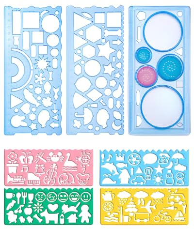 HUVZOR 7 Piezas Plantillas letras,Plantillas de plástico para letras,Plantillas lettering,Plantillas letras para pintar,Para manualidades, reutilizables(Azul)