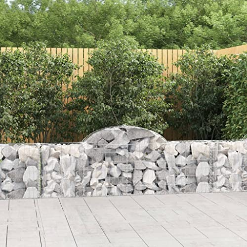 Fioriera rialzata da giardino, aiuola, gabbioni con arco alto, 4 pezzi, 200 x 30 x 60/80 cm, in ferro zincato per giardino sul tetto, terrazza, balcone, giardino