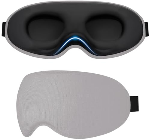 Gritin Mascherina per Dormire per Donna e Uomo, 3D Mascherina Maschera Occhi per Dormire per Bloccare la Luce, Pressione Zero, Design Ergonomico, Ultra Morbido e Confortevole-Grigio Scuro