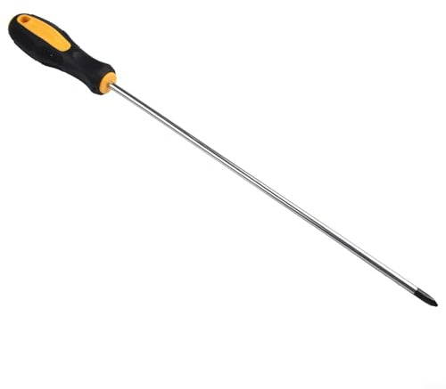 Juego de destornilladores ranurados y cruzados extendidos de 12 pulgadas con mango de goma ergonómico, eje de acero al cromo vanadio, para zonas de difícil acceso, 2 piezas (juego de 2 piezas)