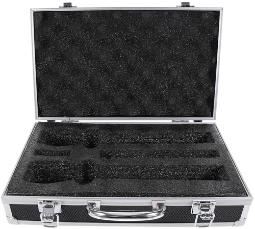 SECFOU Maletín Protector para 2 Micrófonos Inalámbricos de Mano, Caja de Almacenamiento Rígida Negra Asa, Maleta Organizadora para Equipos de Audio y Micrófonos, Estuche Resistente