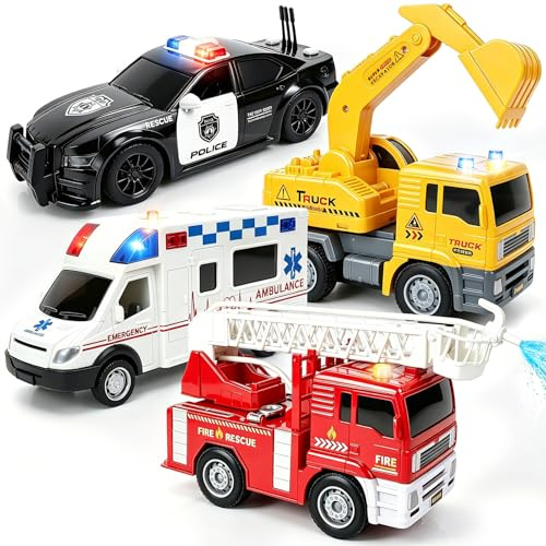 4-In-1 Toddler Car Toys Set| Ambulance Toy for 3+ Years Old Kids Boys