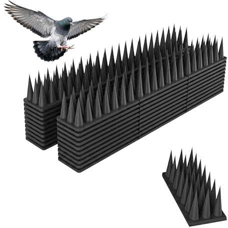 Relaxdays Picots Anti-Oiseaux, Lot de 20, Balcon/Toit, 3 rangées, Panneau HxLxP: 3,5×42,5×4 cm, PP, Noir | panneau 3,5 x 42,5 x 4 cm, balcon et toit, PP
