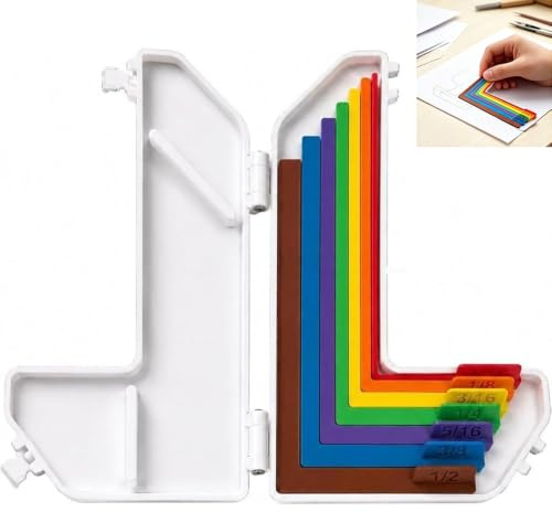 Jugrape 7 Pcs Colour-Coded Paper Crafting Alignment Guides Set with Storage Case,1/16 to 1/2 Inch Precision Layering Matting Spacing Positioning Tools for Card Making Scrapbooking & DIY Paper Craft