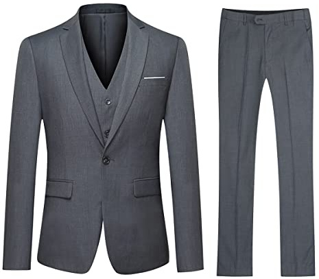 YOUTHUP Traje de 3 Piezas de Hombre Slim Fit Trajes de Boda de Negocios para Hombres Blazer Chalecos y Pantalones