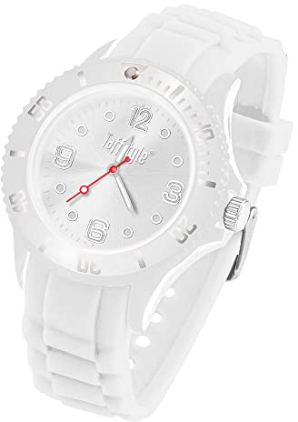 Taffstyle Armbanduhr Silikon Analog Quarz Uhr Farbige Sport Sportuhr Damen Herren Kinder Unisex 34mm Weiß