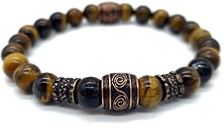 Nahle | Wikinger Armband | Tigerauge 8mm Viking Stretch- Armband | handgemachtes Perlenarmband | mit edler Schmuckschachtel (23, Tigerauge)