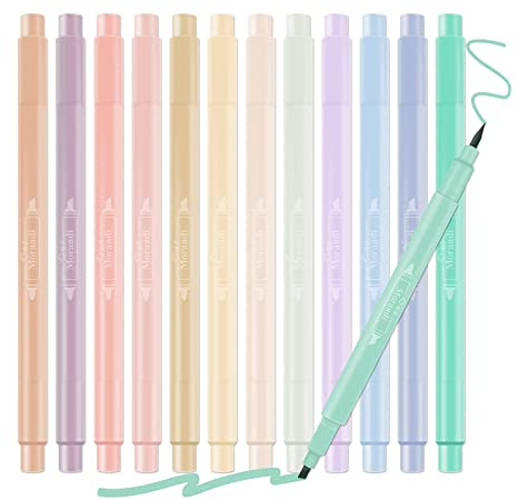 12 stycken överstrykningspenna pastell, märkpennor Stabilo, textmarkör, överstrykningspenna, markeringspennor, Tvillingmärkpennor, kontorsutrustning för journaling Note Taking School Office Stationary
