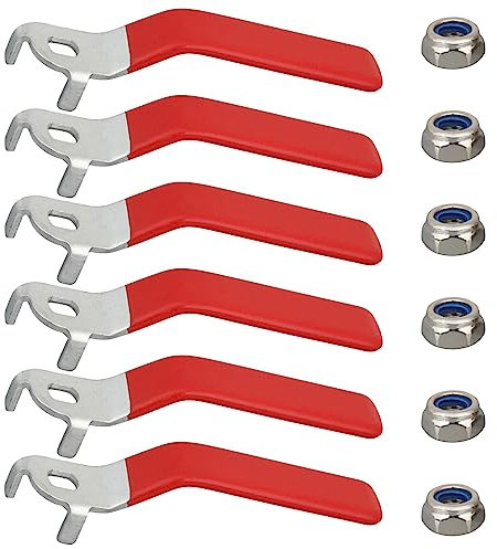 6 Stück Hebelgriff für Kugelhahn, Edelstahl-Ventilgriff, Vierteldrehung, Griff mit Lochgröße 8 x 6 mm, für M8-Muttern Außenhahn, Ersatz-Reparaturschlauch-Lätzchen