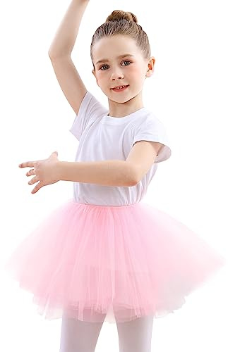 DGSHIRLDJO Faldas de Tutú, 5 Capas Falda Tul Princesa Tutus Faldas para Niñas 3-8 Años Cumpleaños/Daily Wear/Halloween Disfraz (Rosa)