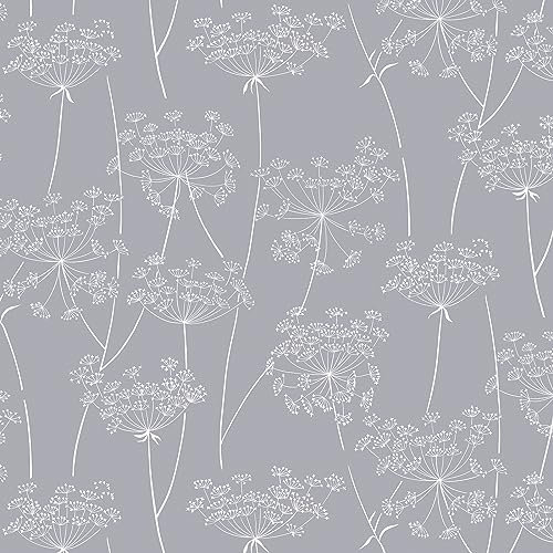 CiCiwind Peel and Stick Wallpaper Grey and White Floral Contact Paper 39×300cm Self Adhesive Wallpaper Removable Stick on Wallpaper Waterproof Vinyl Film for Living Room Bedroom Wall Cabinets Decor