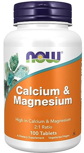 Now Foods, Calcium & Magnesium, 100 vegane Tabletten, 500mg, 250mg Calcium & Magnesium je Dosis, Glutenfrei, Sojafrei, Geschmacksneutral