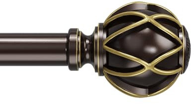 Curtain Poles,Top Thick Tube, Never Bend, Adjustable Single Drapery Pole 45 to 150cm (17.7-59.0 inch), Bronze Curtain Poles for Windows 40 to 145 cm