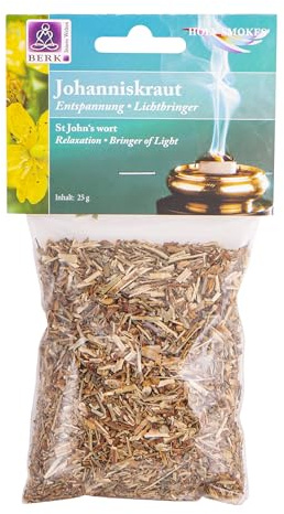 Johannesört 25 g – Berk rökelse doftande trä, örter, blommor för rökning på sil och träkol naturliga rökelser för avkoppling, rengöring