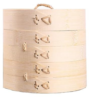 Luminexia Panier Vapeur en Bambou,2 Niveaux Et Couvercle,Cuiseur Vapeur en Bambou,Casserole Vapeu,Parfait pour Cuire à La Vapeur des Boulettes,Légumes,Viande,Riz,Un Mode De Vie Sain