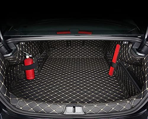 DZSYINGCHUSM Leder Kofferraummatten Für VW Für Passat B8 Auto Cargo Liner Teppichmatten Kofferraumwanne Set (Color : Schwarzbeige, Größe : 5 PCS)