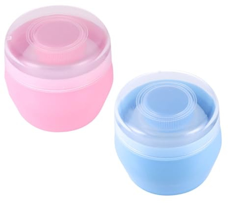 ORFOFE 2set Puffbehållare För Babypuder Med Kapacitet Och Mjuk Svamp För Resor Och Skonsam Mot Känslig Hud