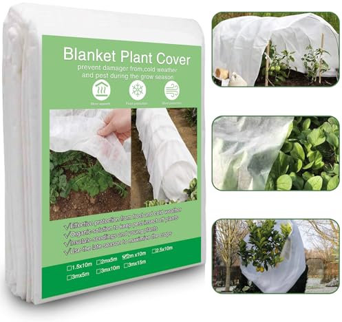 TOKIISHE Garden Fleece Frost Protection, 35gsm, 2 X 10m Horticultural Fleece For Outdoor Plants, Plant Frost Protection Covers For Winter Garden Plant Fleece Frost Cold Sun Protection Bags