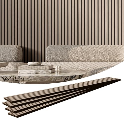 VEVOR Wood Slat Acoustic Panels, 7.9 x 94.5 inch, MDF Accent Wooden Wall Panels for Modern Interior Wall Decor, Faux Wood Wall Board Panels for Noise Reduction, Silver Wood