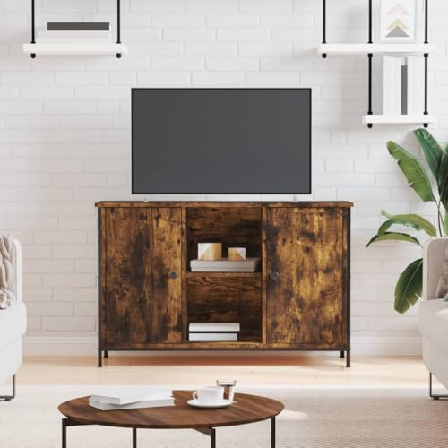 ShGaxin TV-bänk teknisk trä rökt ek 100 x 35 x 65 cm, TV-skåp, TV-skåp, TV-skåp, vardagsrumsmoduler, moderna vardagsrumsmöbel