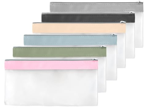 6 Stück Transparente Federmäppchen mit Reißverschluss, Transparentes Kosmetiktasche Wasserdichte Make up Tasche Superweiches TPU-Federmäppchen Durchsichtig für Students & Adults Schul-Bürobedarf