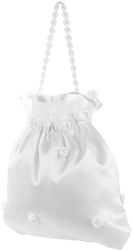 VANZACK Borsa Porta Soldi Da Sposa In Raso Per Matrimonio: Con Fiori In Pizzo E Decorazioni In Perle Per Borsetta Da Sposa Da Ballo Bomboniera Per Matrimonio