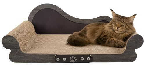 Griffoir pour Chat XXL - Grattoir Chat 68cm Design Canapé - Carton Ondulé Renforcé - pour Lit Chats et Salon