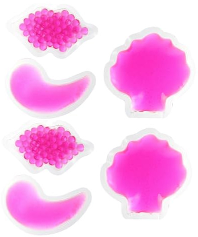 ROMISBABA 6pcs Reusable Hot Cold Gel Ice Pack Set for Eye and Lip Care Pain Relief Cooling Pack Rose Red Color Cold Compress for Puffiness and Inflammation
