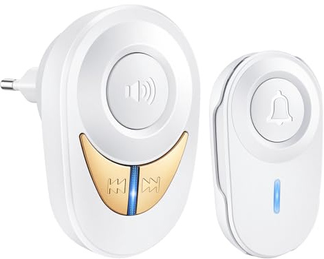 Doorbell Waterproof Wireless Doorbell, 1200FT Long Range 48 Chimes, 5-Level Adjustable Volume, for Home Apartment Kids Room Classroom Garage, Easy to Install and User-Friendly, White