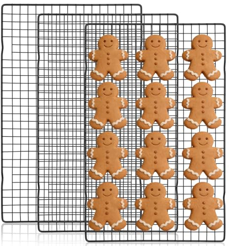 KOUHA Griglia di Raffreddamento Rettangolari con Rivestimento Antiaderente 40,5 x 25 cm Griglia di Raffreddamento Riutilizzabili in Acciaio Inossidabile per Torte Cottura al Forno Grigliatura