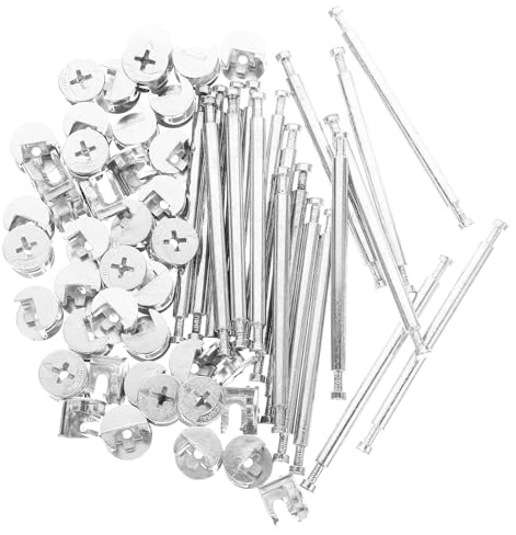 FOMIYES 20 Juegos de Pasadores de Conexión para Muebles de Metal, Herrajes de Cerradura de Leva Tornillos Excéntricos de 84mm, Kit de Conectores Zinc para Organización de Gabinetes