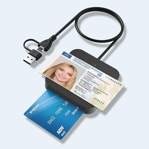 Lector de Tarjeta Inteligente 2-en-1 USB-A & USB-C con NFC, para Nuevo DNI