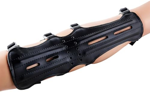 Archery Arm Guard, Four-Slot PU Leather Design for Traditional Recurve Bow Protection, Comfortable and Long-Lasting for Archery Sports